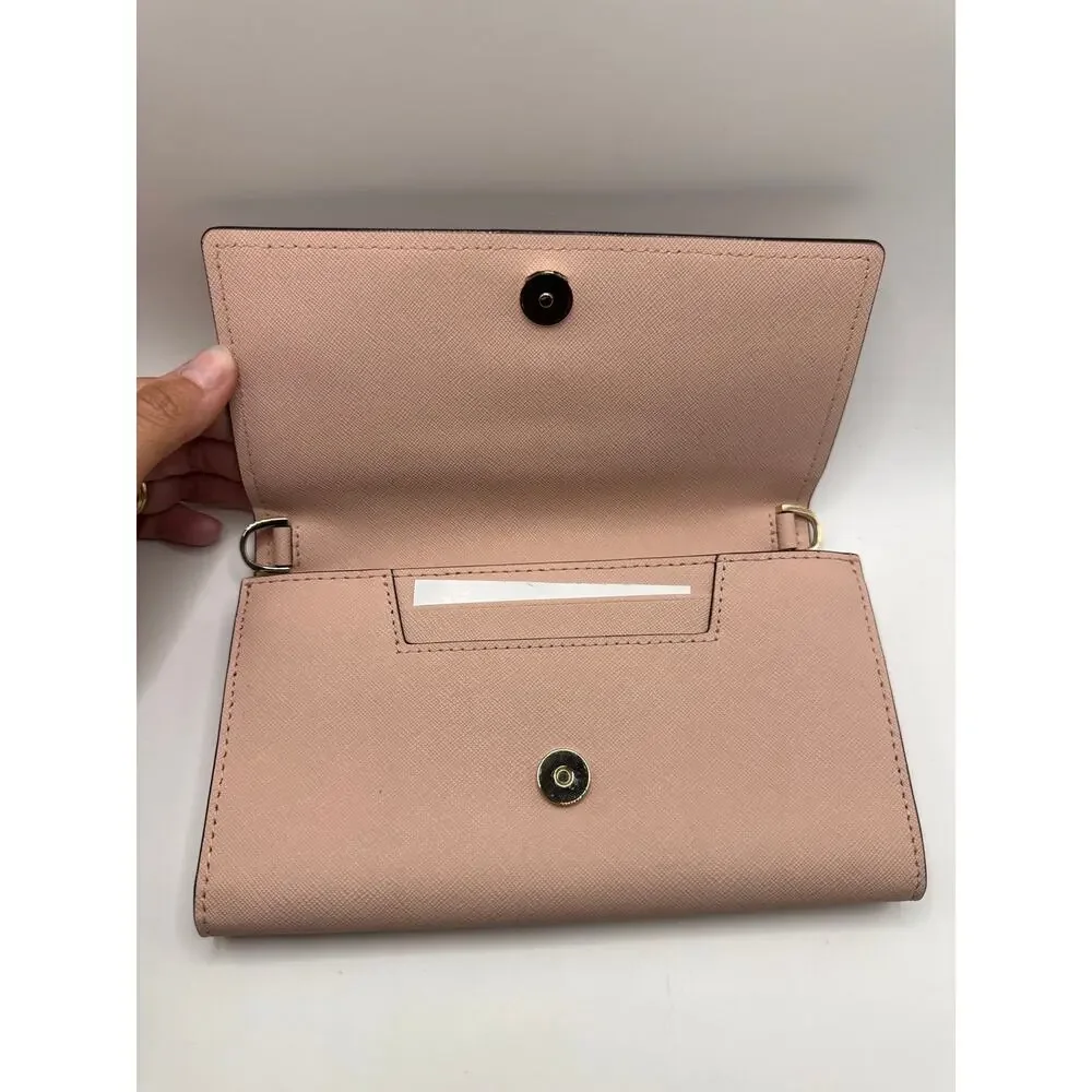 Kate Spade New York Blush Pink Saffiano Leather Continental Flap Wallet